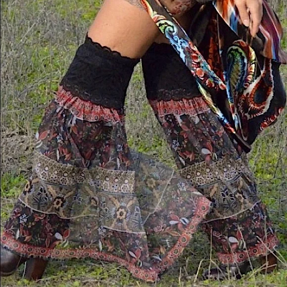 2013 OOAK Custom Tribal Fusion Bellydance Costume Temple Thigh High Leg Flares - Picture 3 of 6